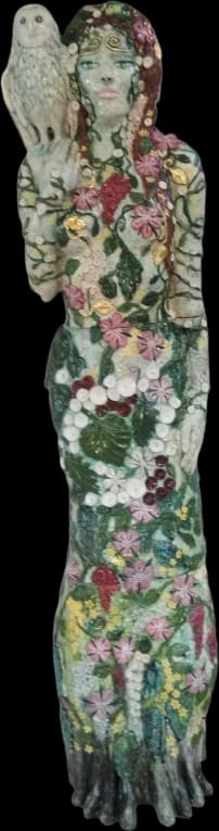 Blodeuwedd: Flowers, Owl and Ceramic Sculpture