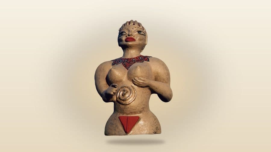 Clay goddess bust in the spirit of the ancient Venus figurines