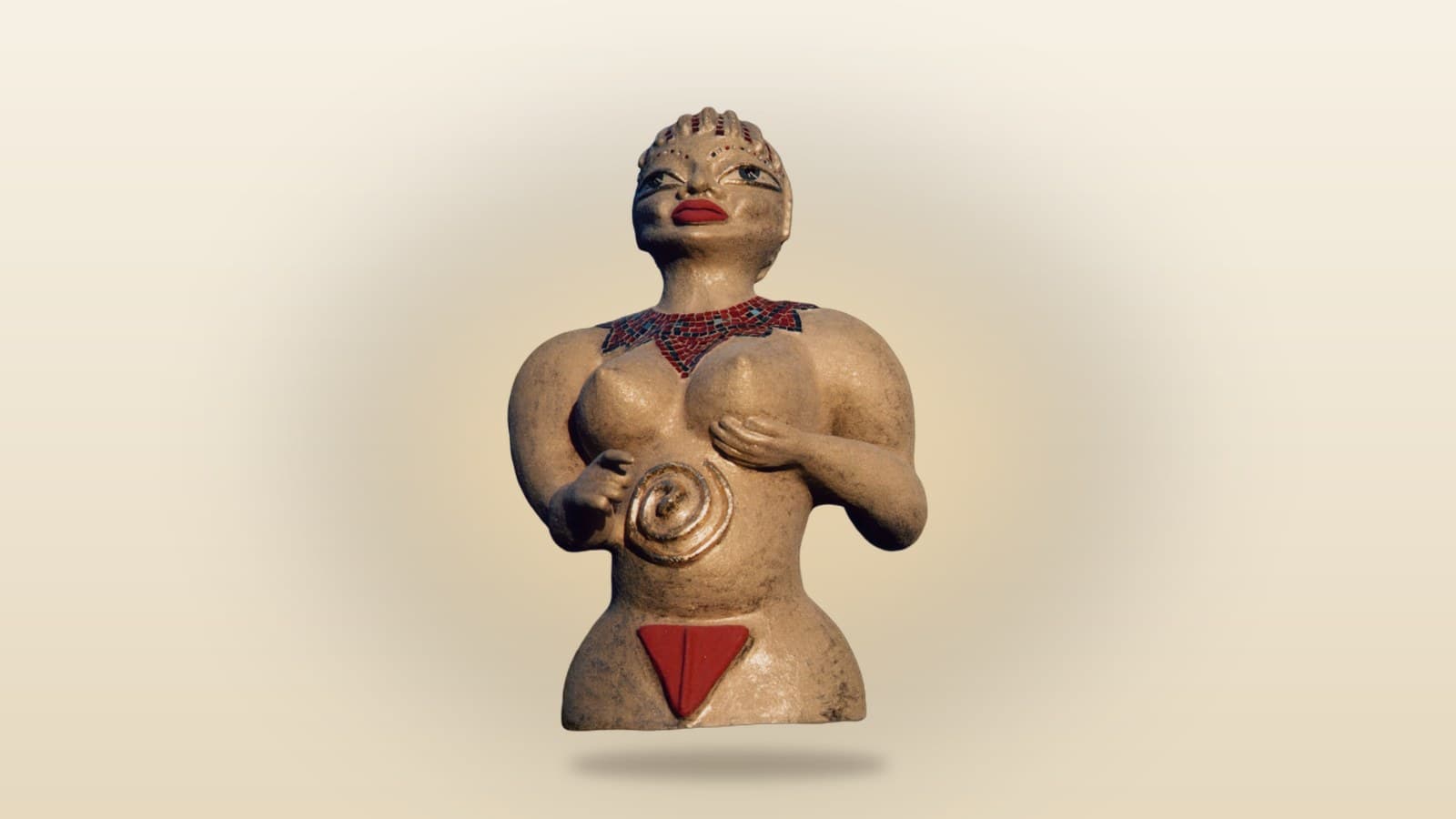 Clay goddess bust in the spirit of the ancient Venus figurines